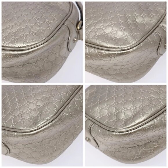 GUCCI Micro GG Canvas Guccissima Shoulder Bag Leather Silver 309538 Auth 135358 - Picture 14 of 16